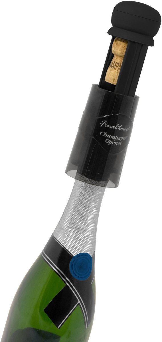 Dailygoody - Champagne Opener - Makkelijk Kurken Openen - Veilig en Snel - Zwart - Voor Mousserende Wijnen - Inclusief Gids - Perfect voor Feestjes
