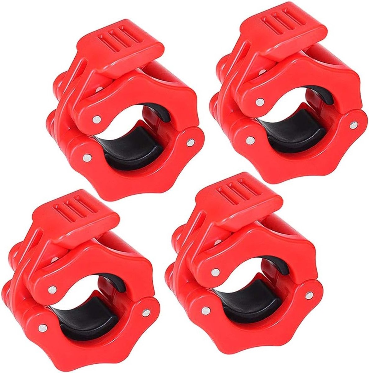 Set van 4 Stuks 1 Inch Olympische Barbell Klemmen voor Gewichtheffen en Krachttraining, Ideaal voor Fitness en Sportactiviteiten, Stijlvol Rood