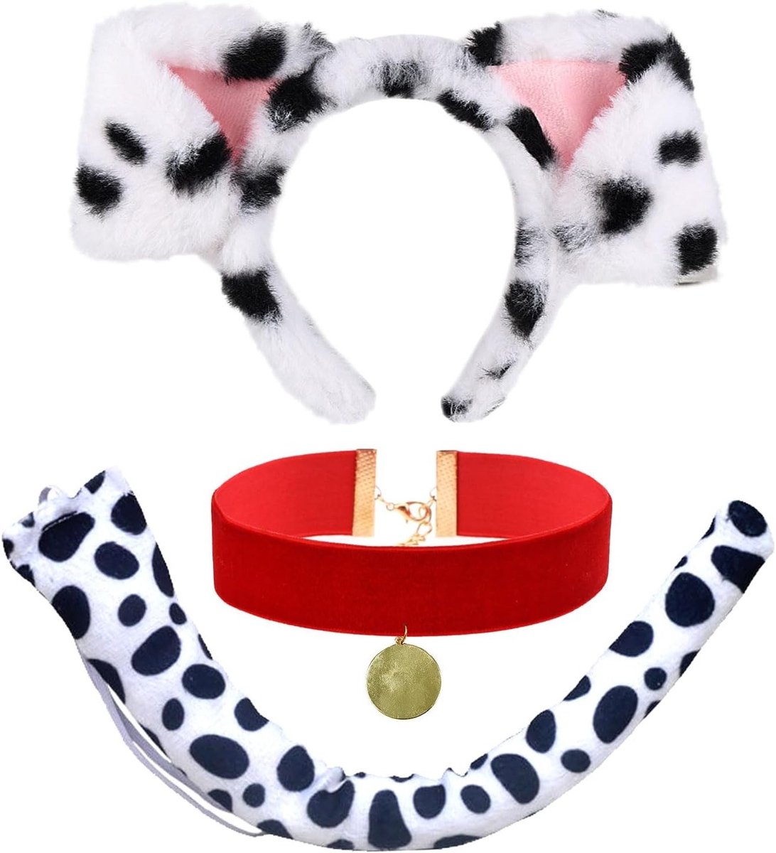 Dalmatian Kostuum Set voor Honden - Inclusief Oren, Hoofdband en Staart - Perfect voor Halloween, Carnaval en Feestjes