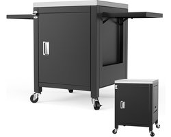 Outdoor Keuken Trolley met 2 Vouwbare Zijkanten, Draagbare Grillwagen voor Pizza Ovens en BBQ's, Ideaal voor Buiten koken en Tuinfeesten