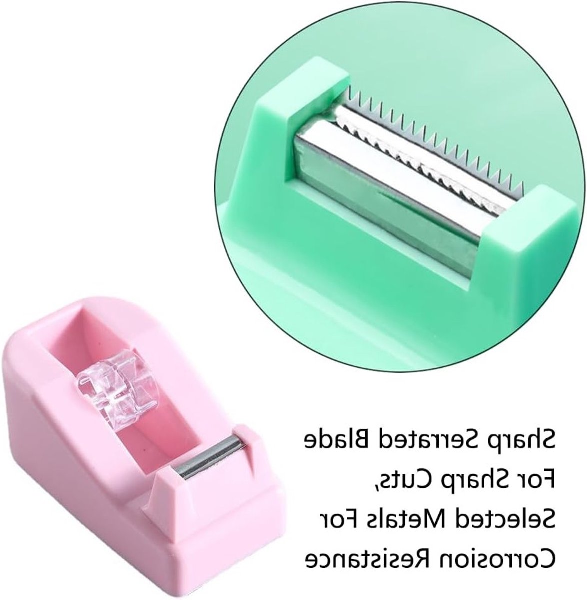 Vulbare transparante tape dispenser voor school, thuis en kantoor - 18x20mm snijder voor plakband in paars