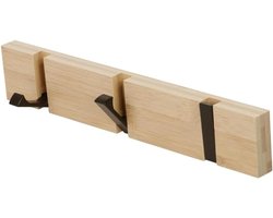 JSVER Moderne houten garderobehaken, opvouwbare kledinghaken, bamboe, met 3 uitklapbare haken voor jassen, mantels - ShopVlot