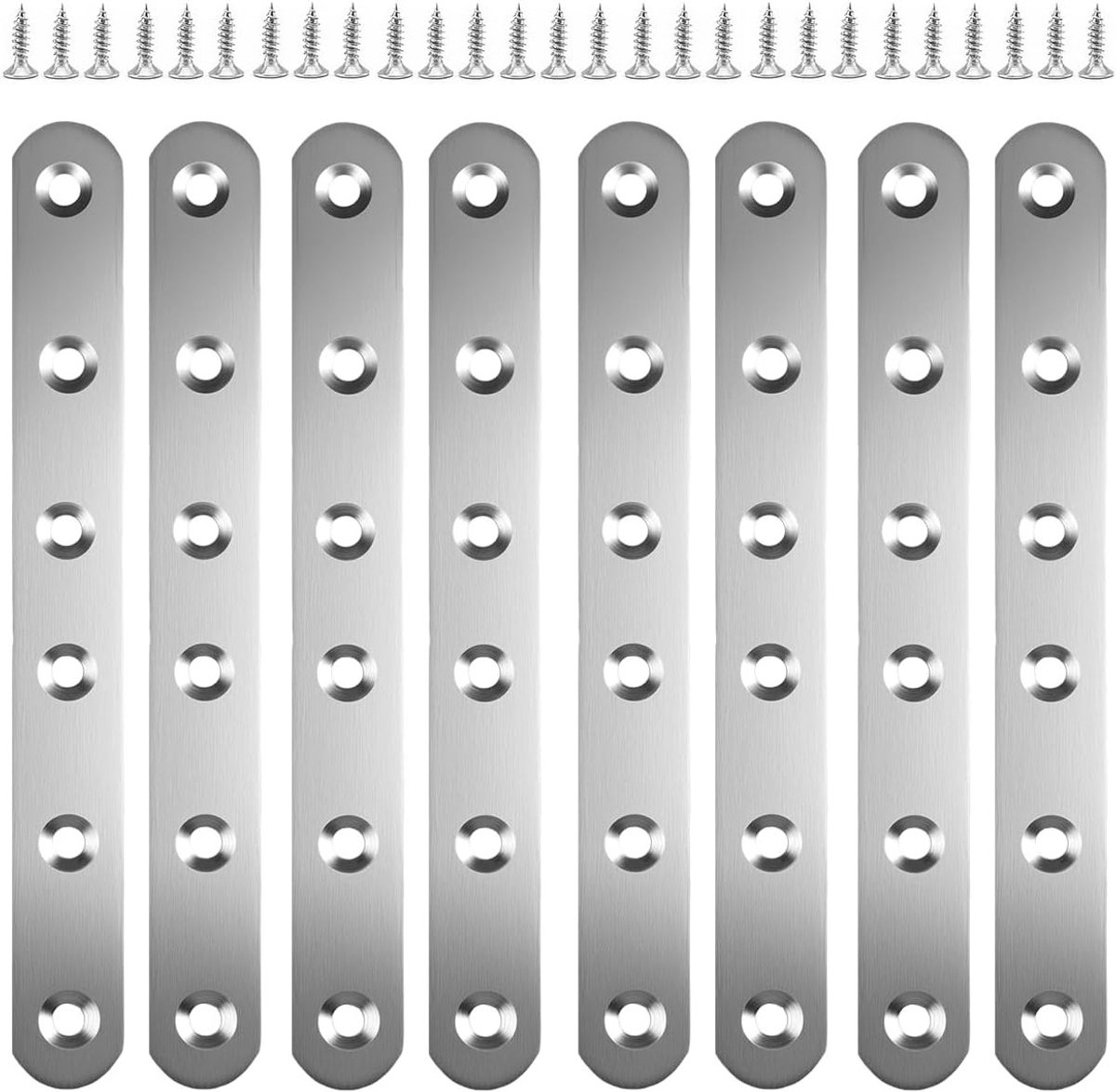 RVS Hole Plates voor Houten Verbindingen, Platte Hoekbeugels en Bevestigingsschroeven, 8 Stuks voor Stoelen en Planken