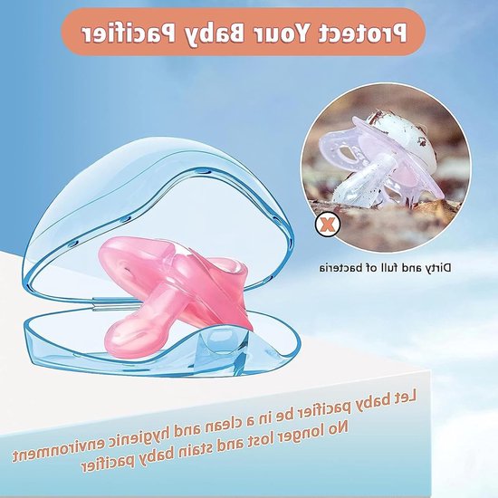 Babyfopspeenbox Set - 6 Transparante Houders met Koordjes en Vingerborstel - BPA-vrij Voedselkwaliteit Plastic - Geschikt voor Vaatwasser en Sterilisatie — afbeelding 2