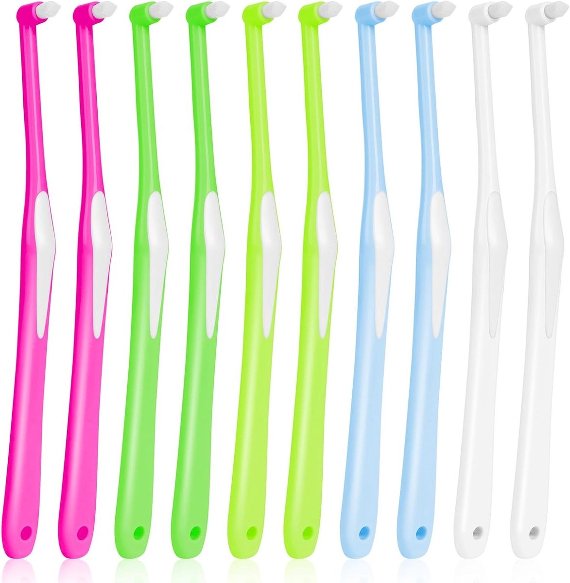 Slimme Interspace Tandenborstels, 10 Stuks, Draagbare Handtandenborstels voor Orthodontische Beugels, Bruggen en Gedetailleerde Reiniging