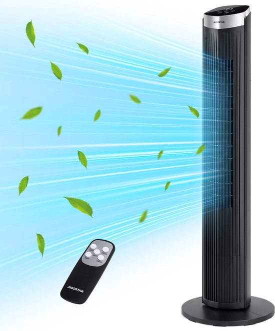 Torenventilator 100 cm stil Aigostar Harbor met 3 snelheden, 3 windmodi, afstandsbediening, timer & oscillatie