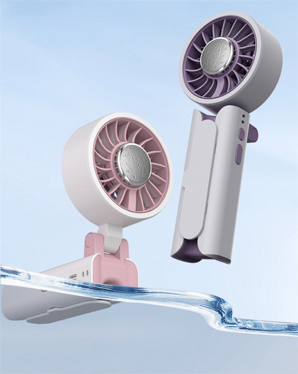 Handventilator - waardoor reizen gemakkelijker wordt- 3-in-1 Ontwerp: Handheld, Tafel, Ontwerp dat aan een paraplu kan worden bevestigd - Voor Reizen en Outdoor -voor Kantoor, Reizen en Festival - Ideaal voor Kinderen en Volwassenen thumbnail 4