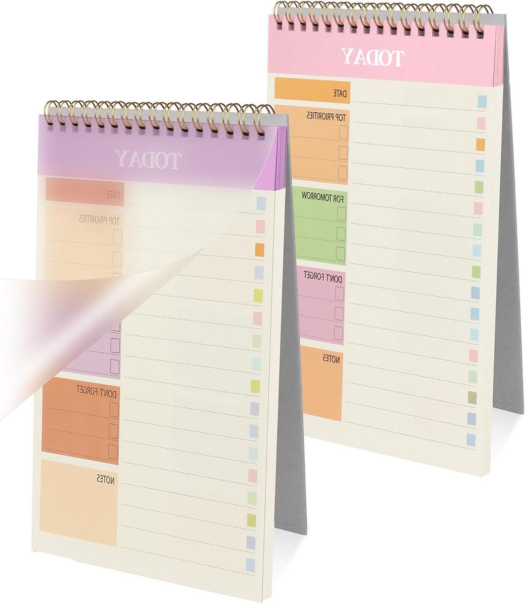 2-delige A5 Weekplanner met 52 Scheuren, Ongeorganiseerde Dagelijkse Takenlijst en Maandplanning, Ideaal voor Efficiëntie en Organisatie