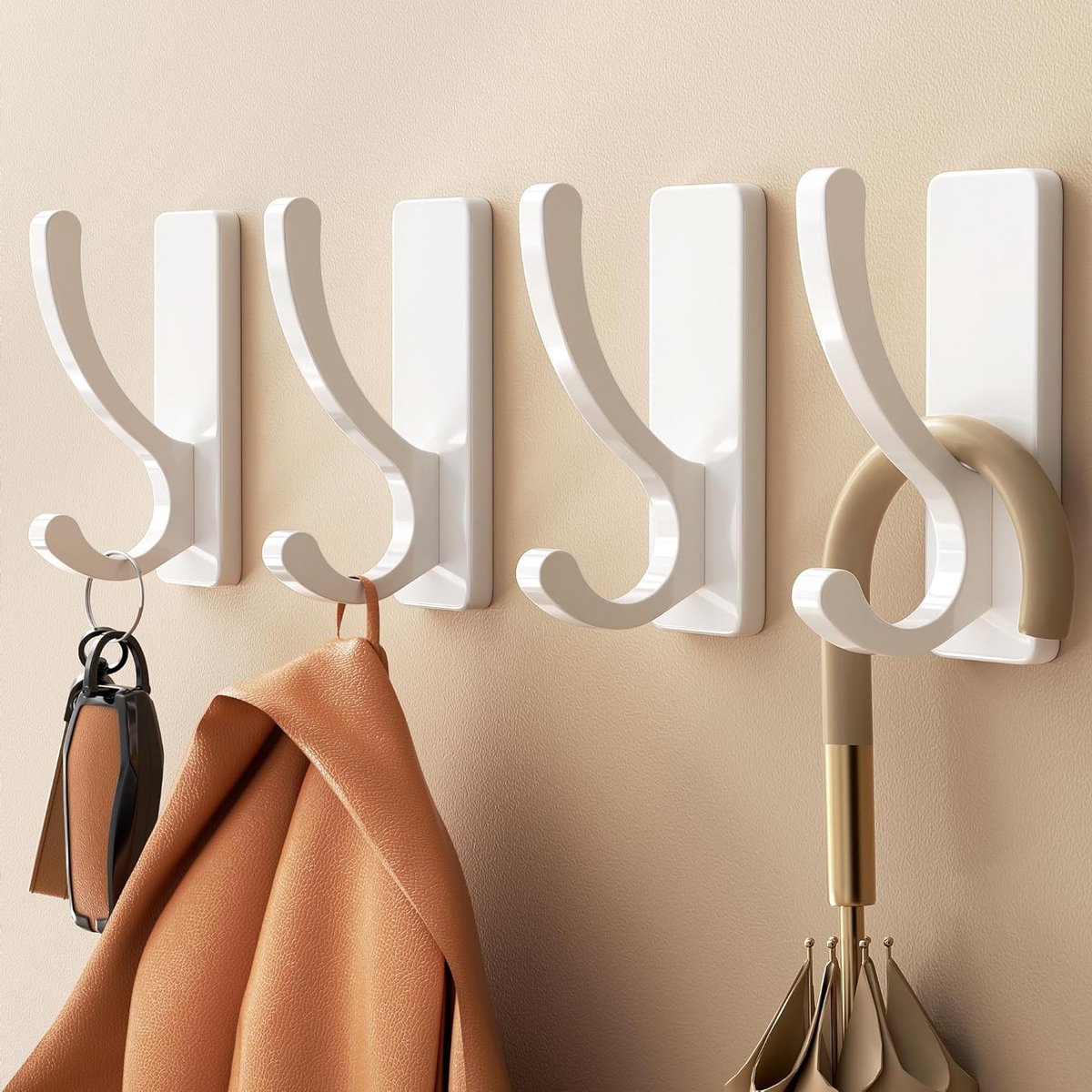 Zware Zelfklevende Wandhaken voor Handdoeken en Kleding - Sterke Haak voor Deur, Badkamer, Kledingkast - Ideaal voor Tas, Jassen, Rugzakken en Meer - Geen Schade aan Muur