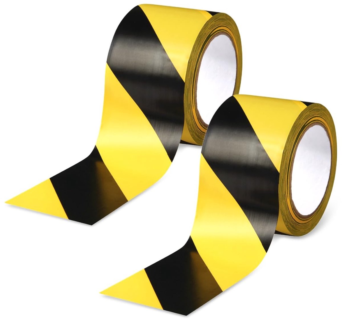 Zwarte en Gele PVC Plakband 48 mm x 33 m voor Veiligheidsmarkering en Vloermarkering, Ideaal voor Bouw en Evenementen
