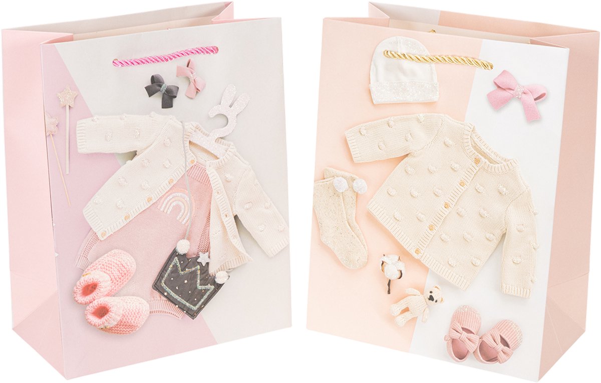 Cadeautasjes voor babymeisjes, geboortecadeautasjes, 23×18 cm, 2 stuks