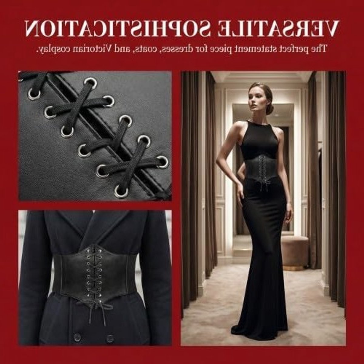 Gothic Waspie Taille Corset met Elastische Lussen voor Retro Cosplay en Feestoutfits, Ideaal voor Dagelijks Gebruik