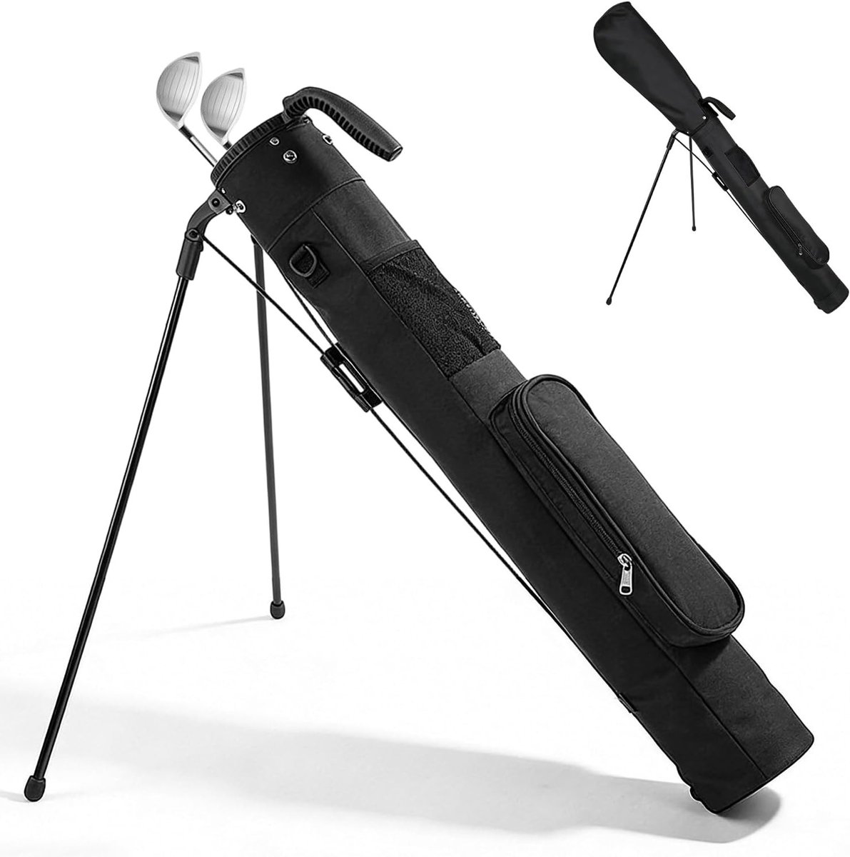 Lichte Golf Stand Bag met Verstelbare Schouderbanden, 2-Weg Divider en 2 Opbergvakken voor Driving Range en Korte Golfbanen