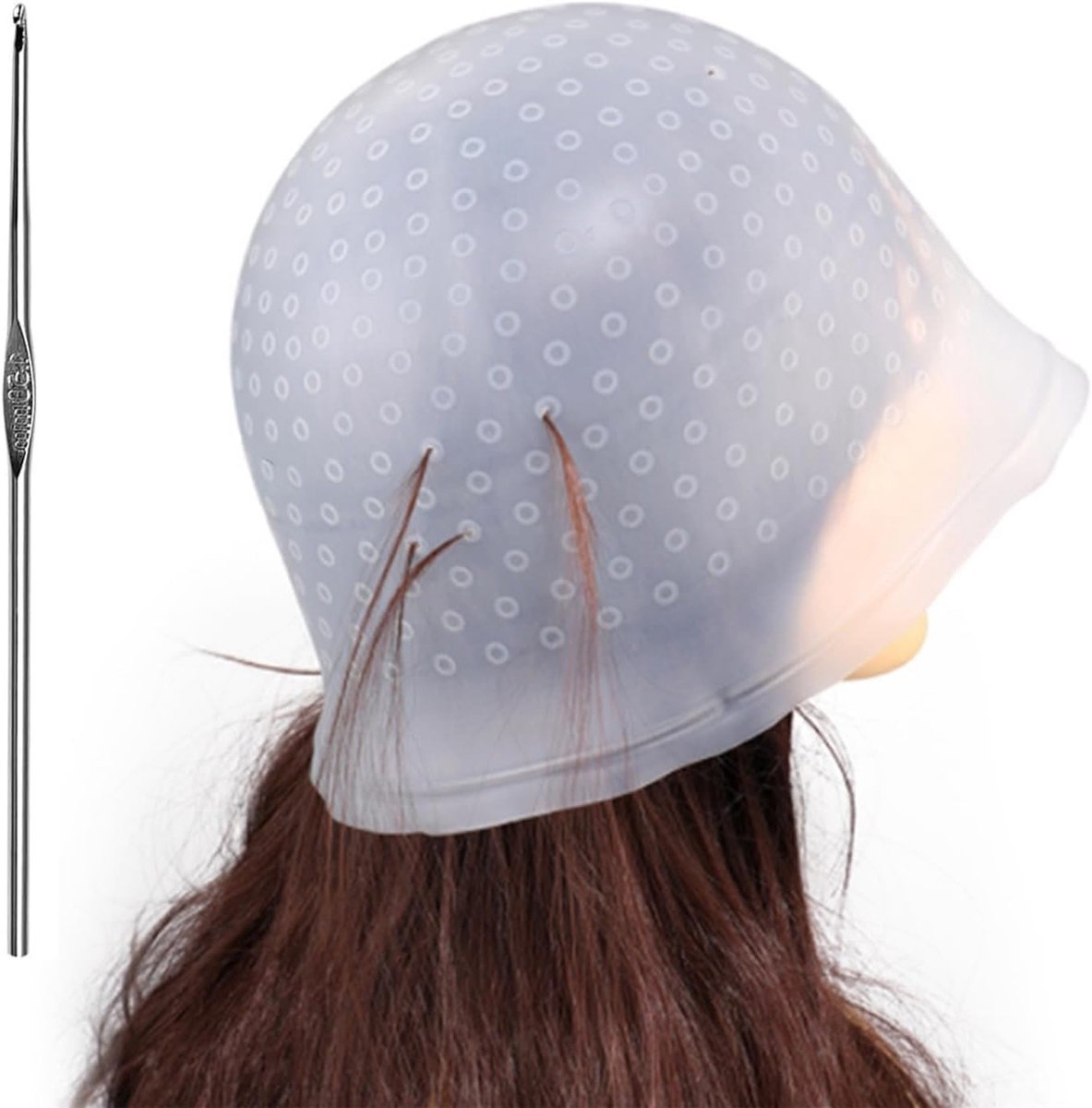 Herbruikbare Hoogtepunten Cap met Haakjes voor Vrouwen en Meisjes, Siliconen Haar Hood voor Kleur en Styling