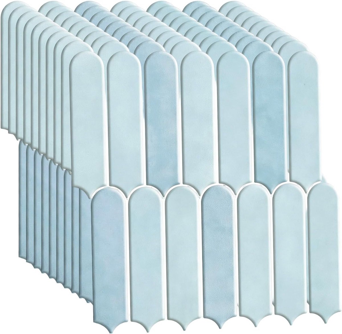 Set van 10 Zelfklevende 3D Tegels voor Keuken en Badkamer - Aqua Blauw, 30.5 x 30.5 cm, Muurdecoratie en Tegelrenovatie
