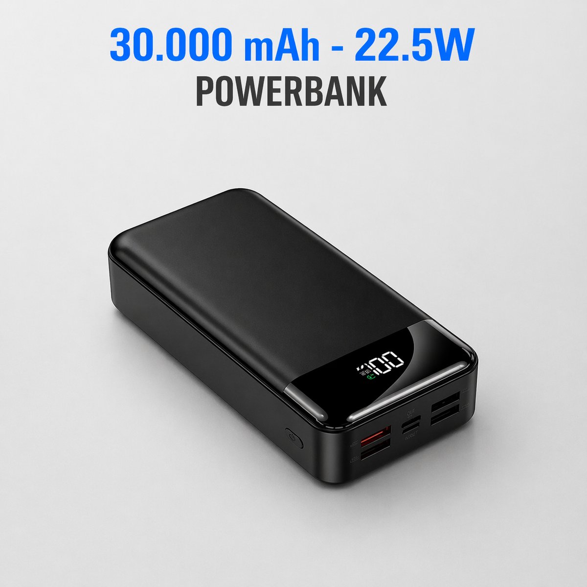 Powerbank 30.000 mAh – Snellader 22.5W – USB-C – Noodpakket - Zaklamp – Telefoon Tablet – 5x Opladen Tegelijk — afbeelding 3