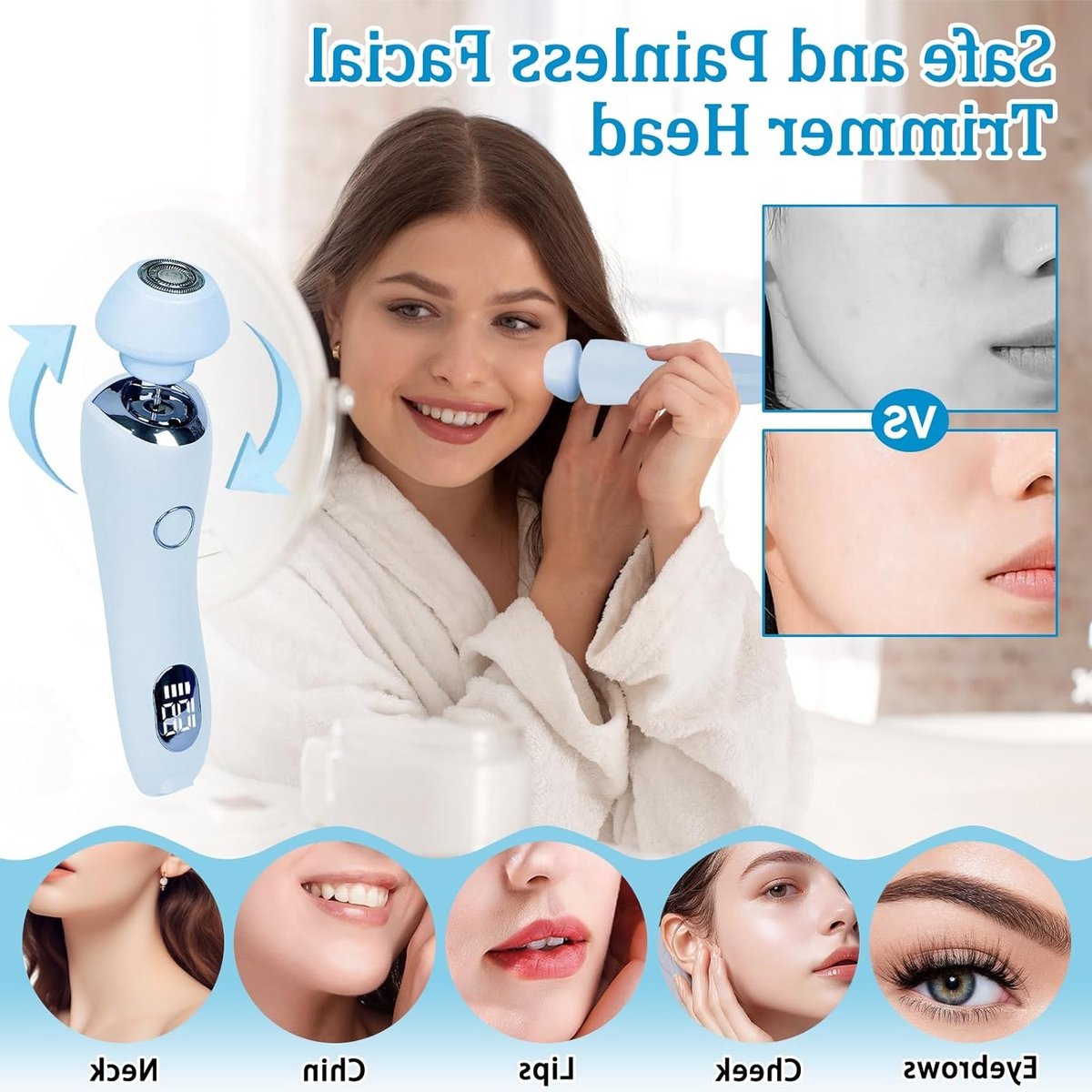 Draadloze Oplaadbare Dames Scheerapparaat en Intieme Trimmer - Waterdicht 2-in-1 Epilator voor Bikinilijn, Gezicht, Onderarmen en Benen