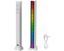 Soundbar RGB ritme lamp muziek visualizer – voice control audio spectrum LED light bar – USB Type C sound control lichtbalk met 32 LED kleuren – desktop auto gaming sfeerverlichting equalizer lamp zwart