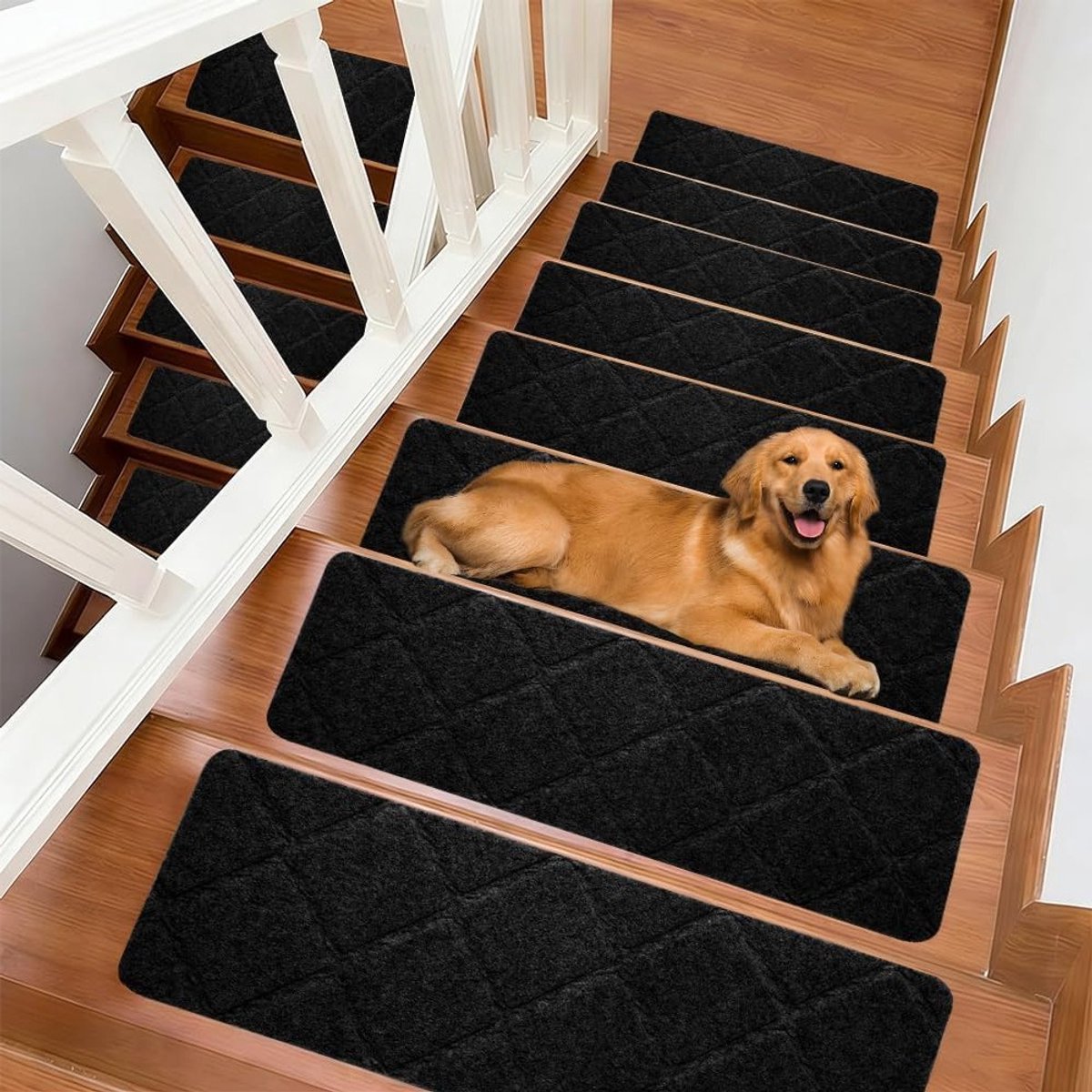Set van 15 Zelfklevende Trapmatten 55 x 19 cm voor Houten, Tegel en Marmeren Trappen (Zwart) - Antislip, Duurzaam en Comfortabel