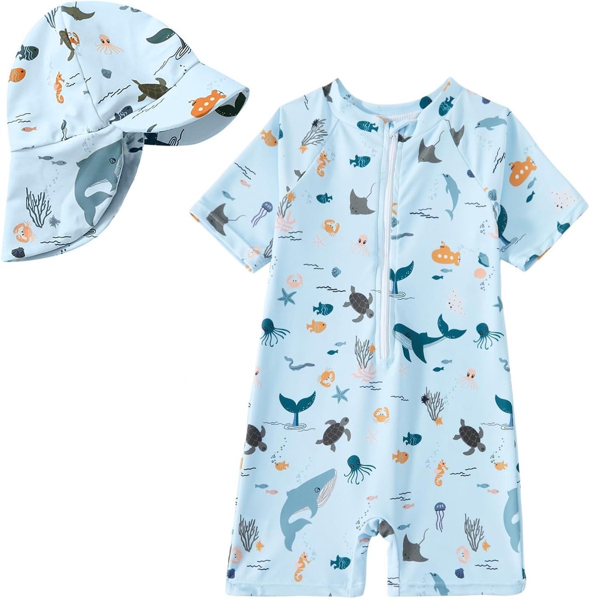 Schattig Eendjes Badpak voor Peuters met Korte Mouwen en UV-bescherming voor Jongens en Meisjes van 3 Maanden tot 3 Jaar