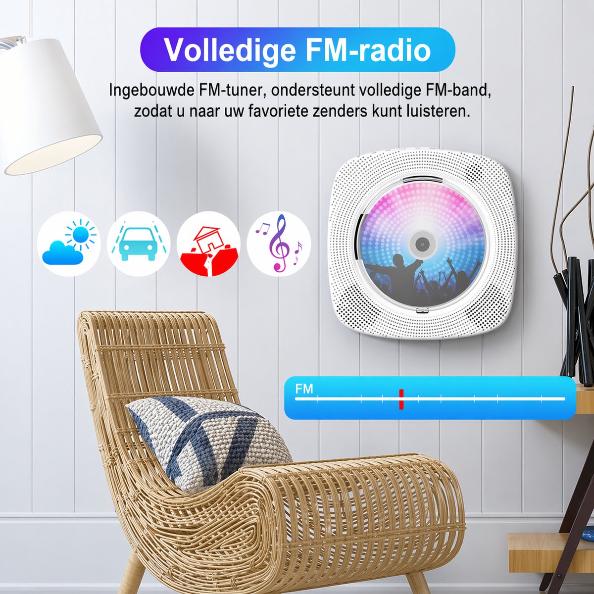 2 IN 1 Draagbare CD/DVD Speler Met HDMI - Bluetooth - USB - FM-Radio - AUX - Wand Monteerbaar - Wit thumbnail 6