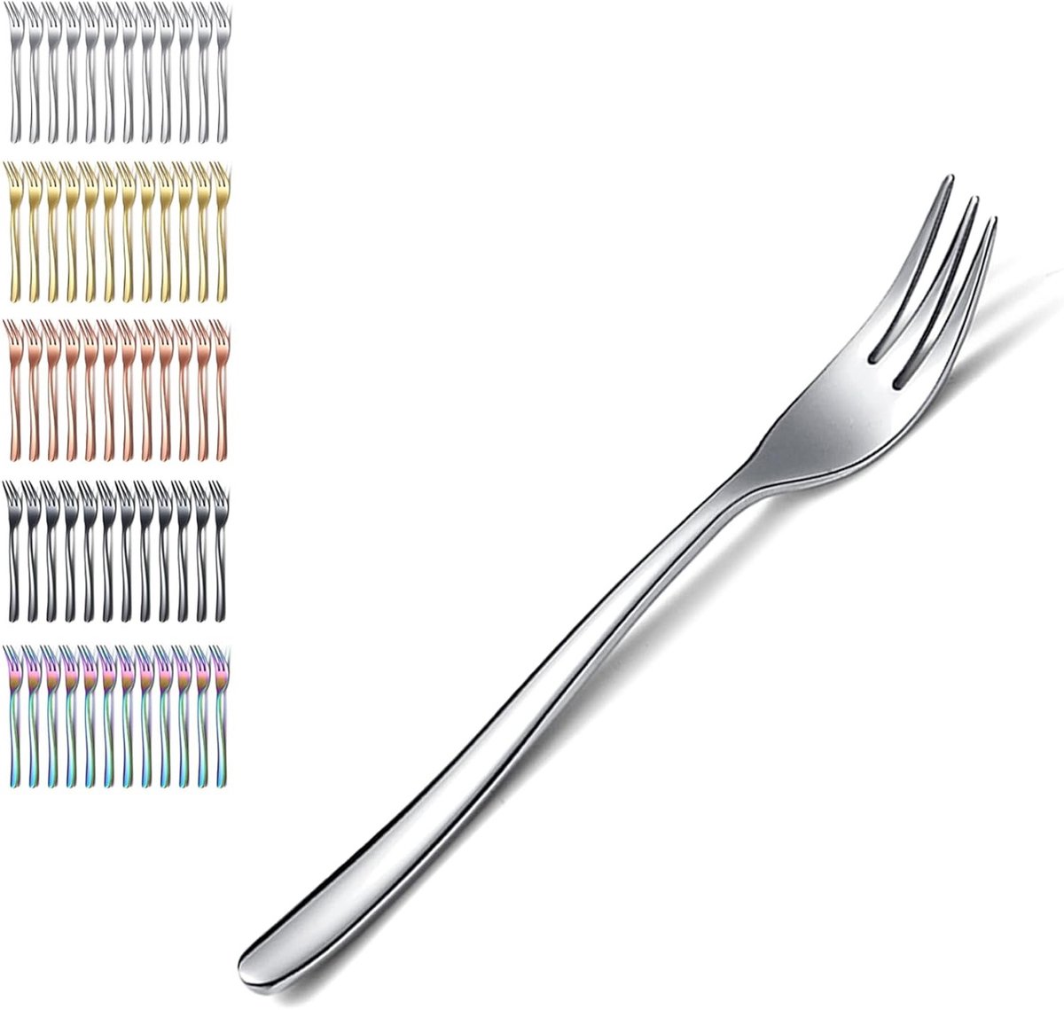 Dessertvorken Set van 12 Stuks 15.5 cm RVS - Taartvorken, Theevorken, Fruitvorken en Gebaksvorken, Vaatwasserbestendig Bestek