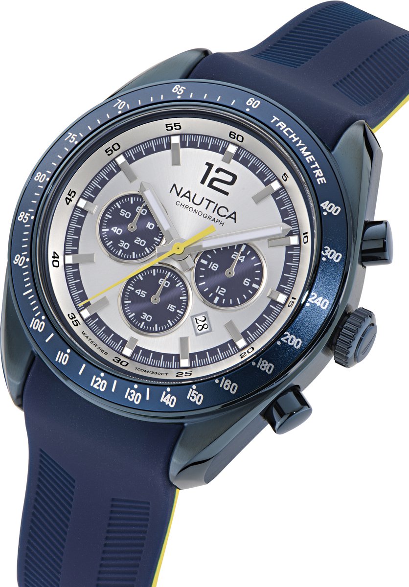 Nautica Kedge Quartz Analoog Horloge Blauw Kast: 100% Roestvrij Staal | Armband: 100% Siliconen 46 mm NAPKDS601, NAPKDS603