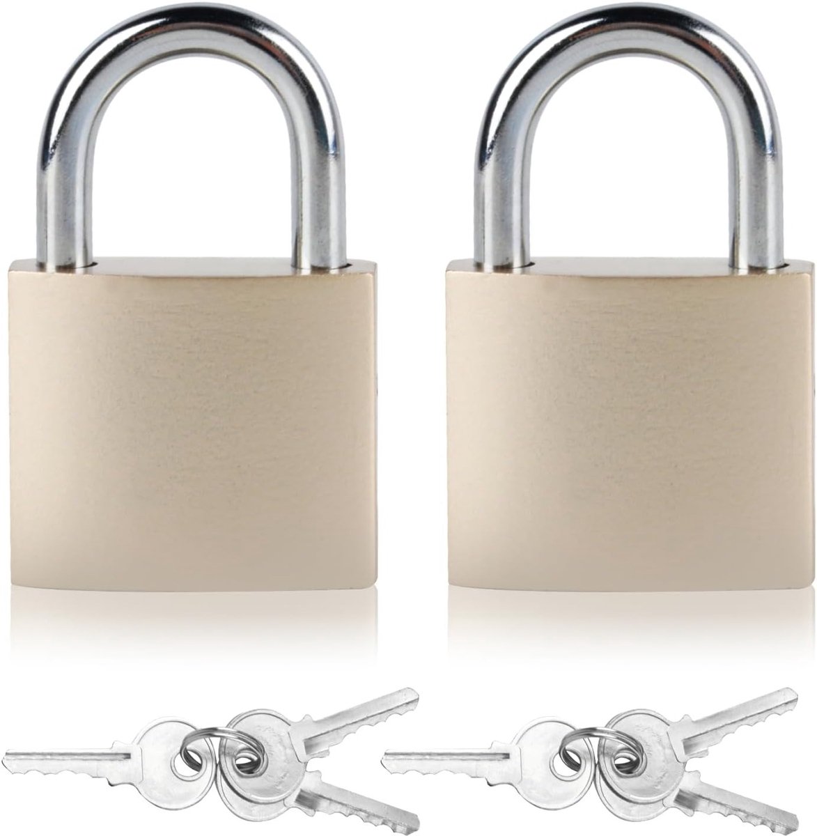 Set van 2 Hangsloten met Sleutels, Weerbestendig Beveiligingsslot voor Buiten, Ideaal voor Lockers, Kasten en Garages, 38mm Metaal