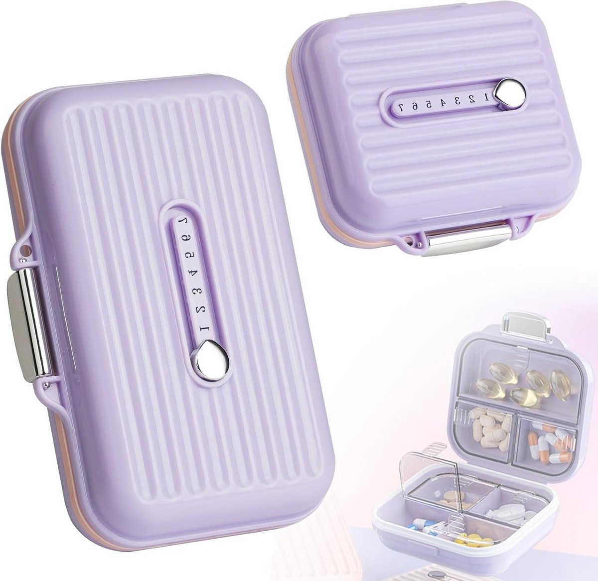 Reis Pillendoos met 7 Compartimenten, Mini Tablet Organizer, Vochtbestendige Medicijnbox voor Vitaminen en Dagelijkse Medicatie