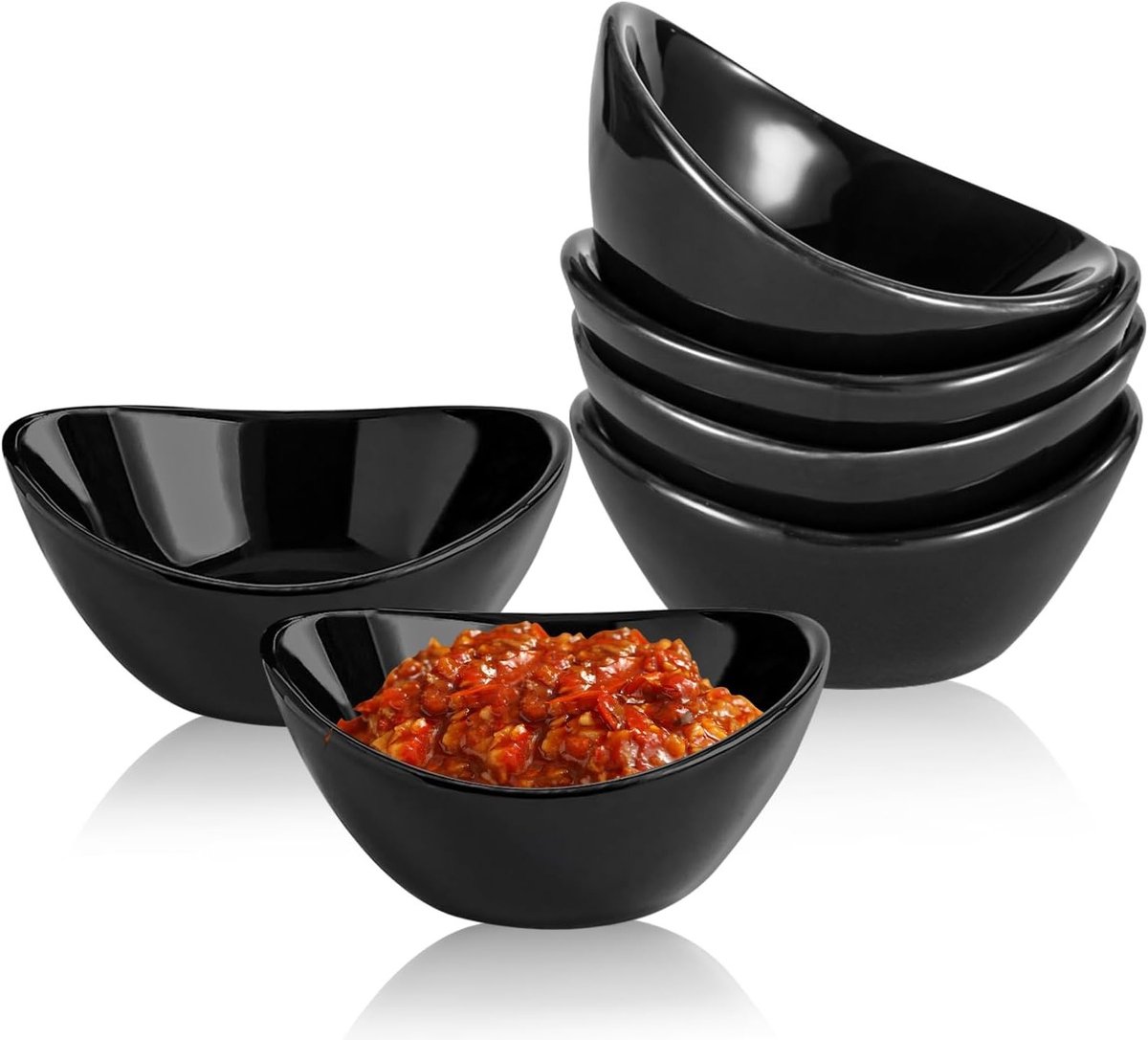 Set van 6 keramische dipschalen voor sauzen en snacks - klein formaat