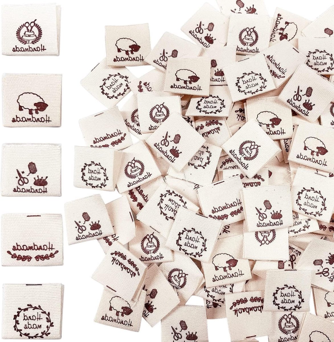 Handgemaakte Textiel Labels voor Kleding, Naai Projecten en Creatieve DIY - Set van 100 Stuks