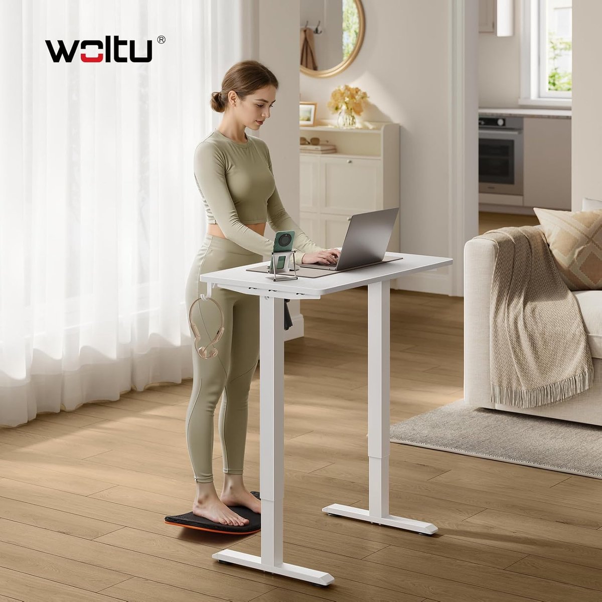 Elektrisch Zit-Sta Bureau Compact 80x48 cm met Geheugenfunctie, Botsingsbeveiliging, Stil Motor Systeem & 80 kg Draagvermogen – In Hoogte Verstelbaar Bureau 72–118 cm voor Thuiswerk & Studie
