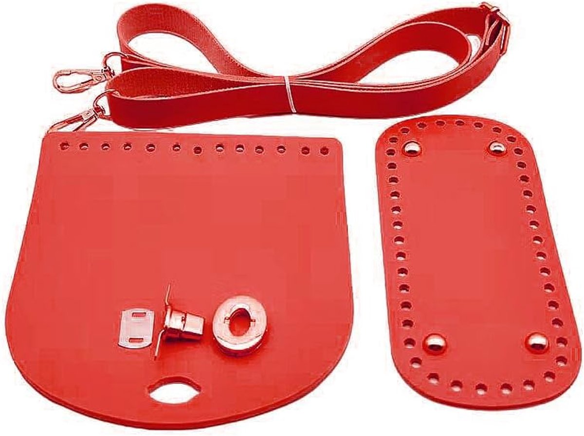 Doe-het-zelf Tassen Accessoires - PU Lederen Tas Onderdelen - 1 Set Compleet Pakket - Verstelbare Schouderriem en Voorgeboorde Bodem - Voor Handgemaakte Brei en Haak Projecten - Rot