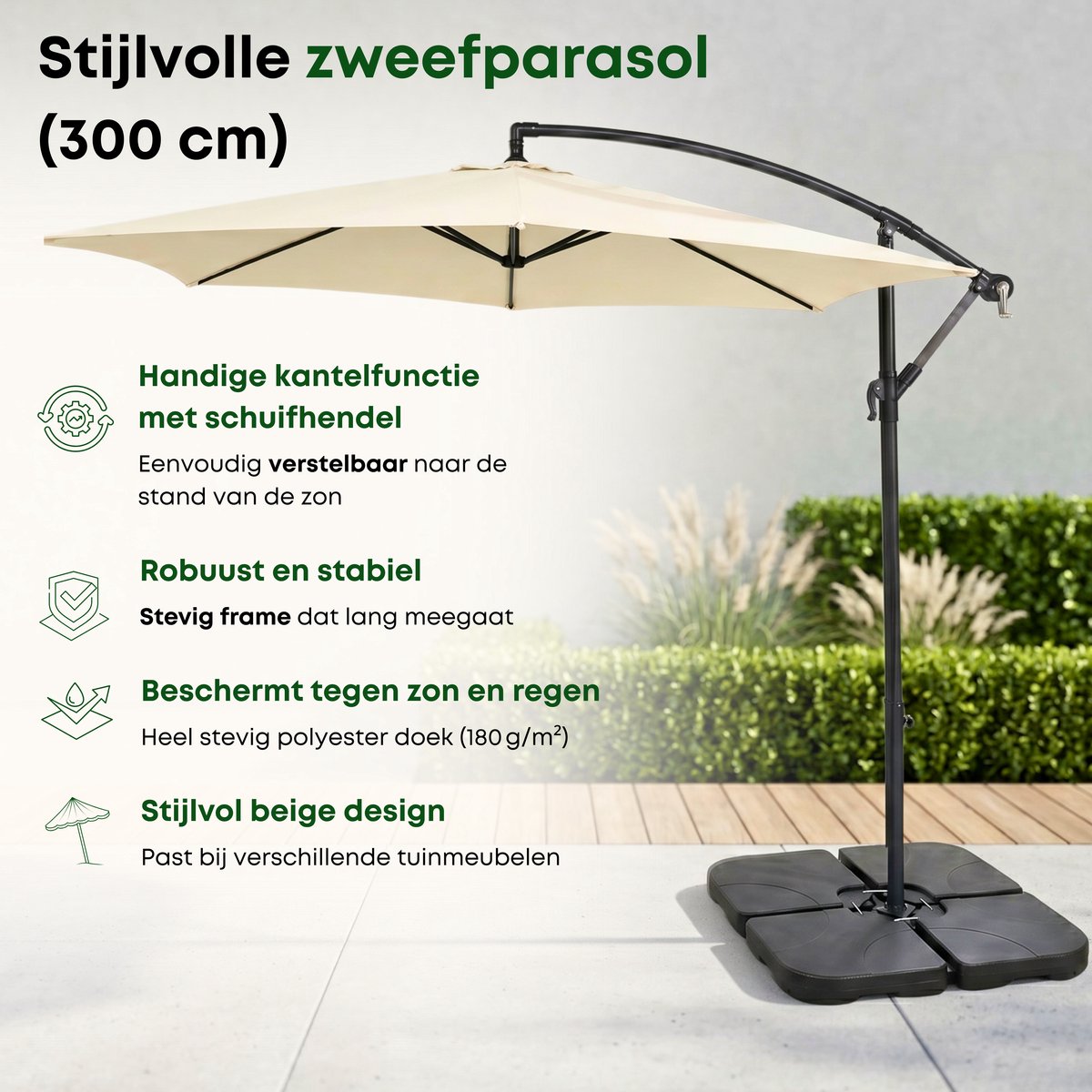 ACAZA Parasol - Zweefparasol - Beige thumbnail 2