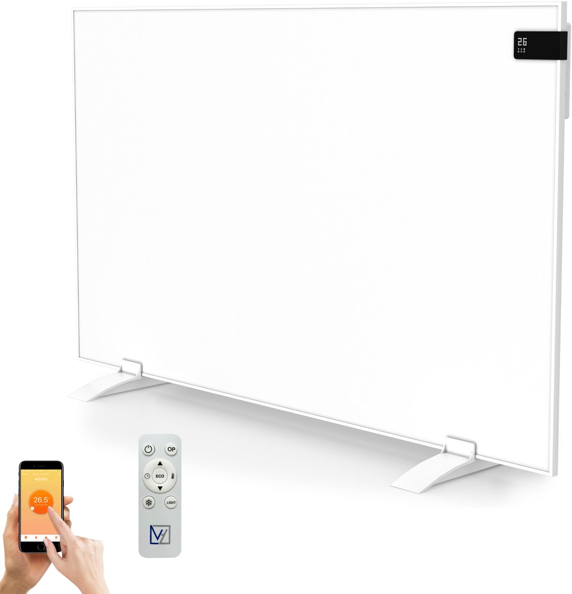 VH Infrarood paneel Superia - 60 x 100 cm - 600 Watt - Compleet met thermostaat - Wifi functie - Afstandsbediening - Wandmontage & Vrijstaand - Ideaal voor bijverwarming - Verplaatsbaar – foto 2