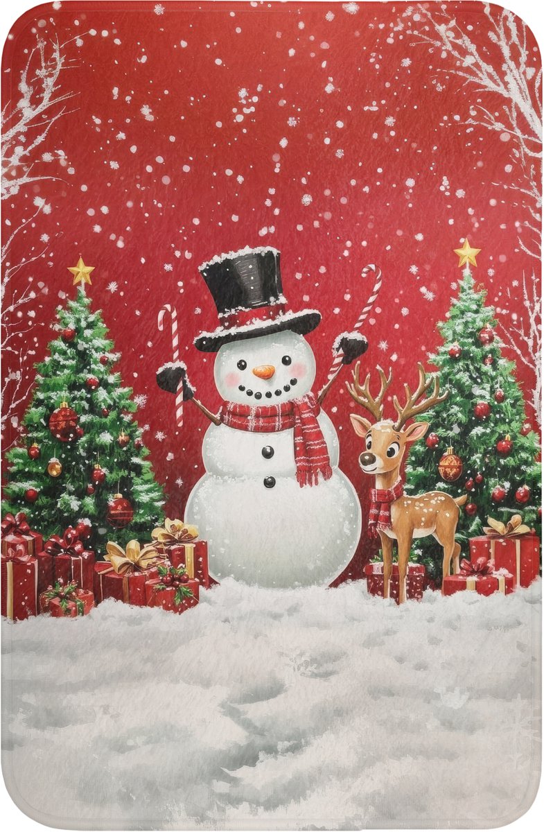 WC mat 40x60 cm - Antislip - Feestvreugde - Winterbos - Kleurrijk - Toiletmat - Vloermat -