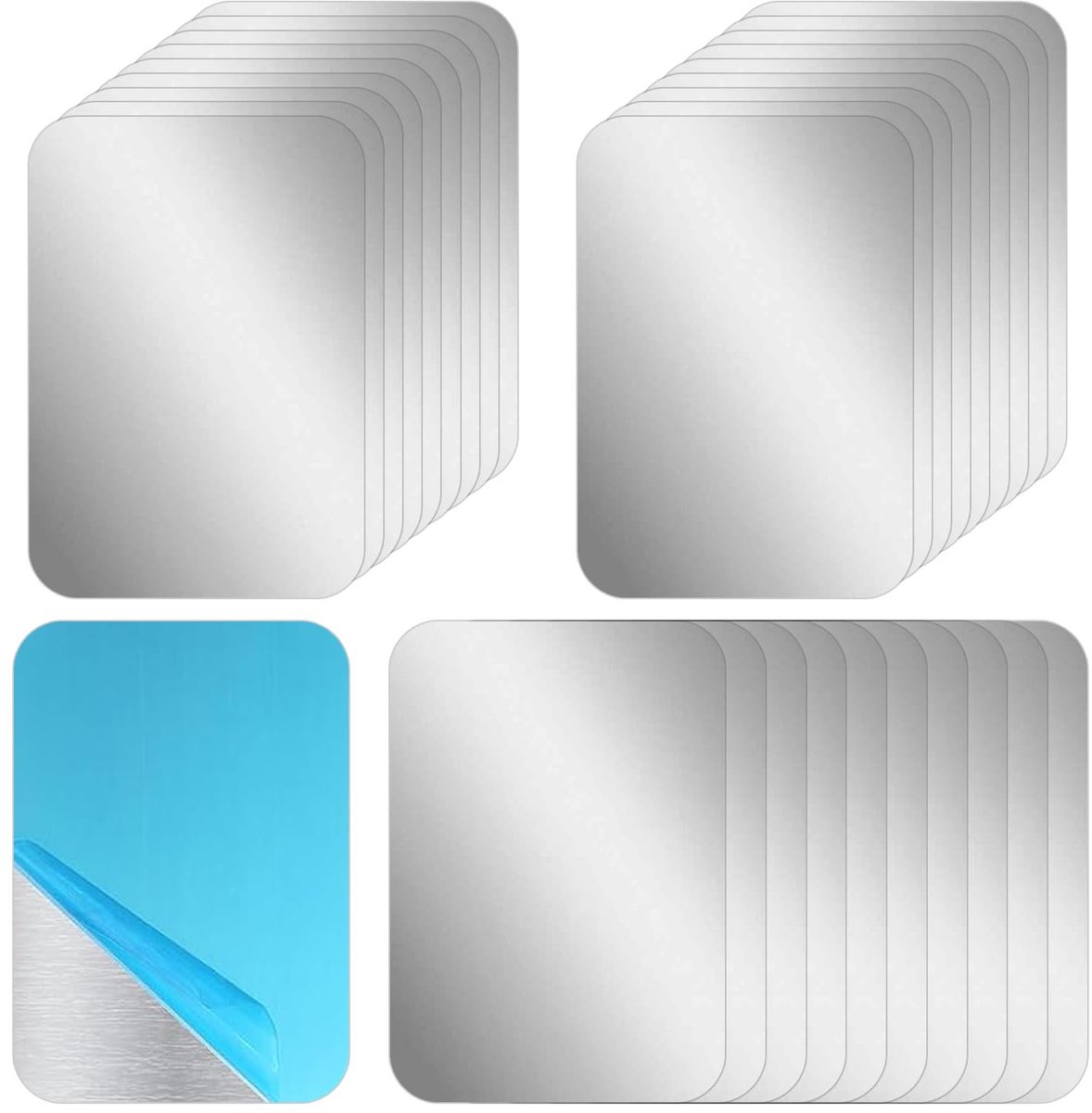 Set van 36 vierkante zelfklevende metalen platen van 65×45mm, dunne roestvrijstalen platen voor mobiele telefoons en magnetische autohouders, ideaal voor bevestiging en gebruiksgemak