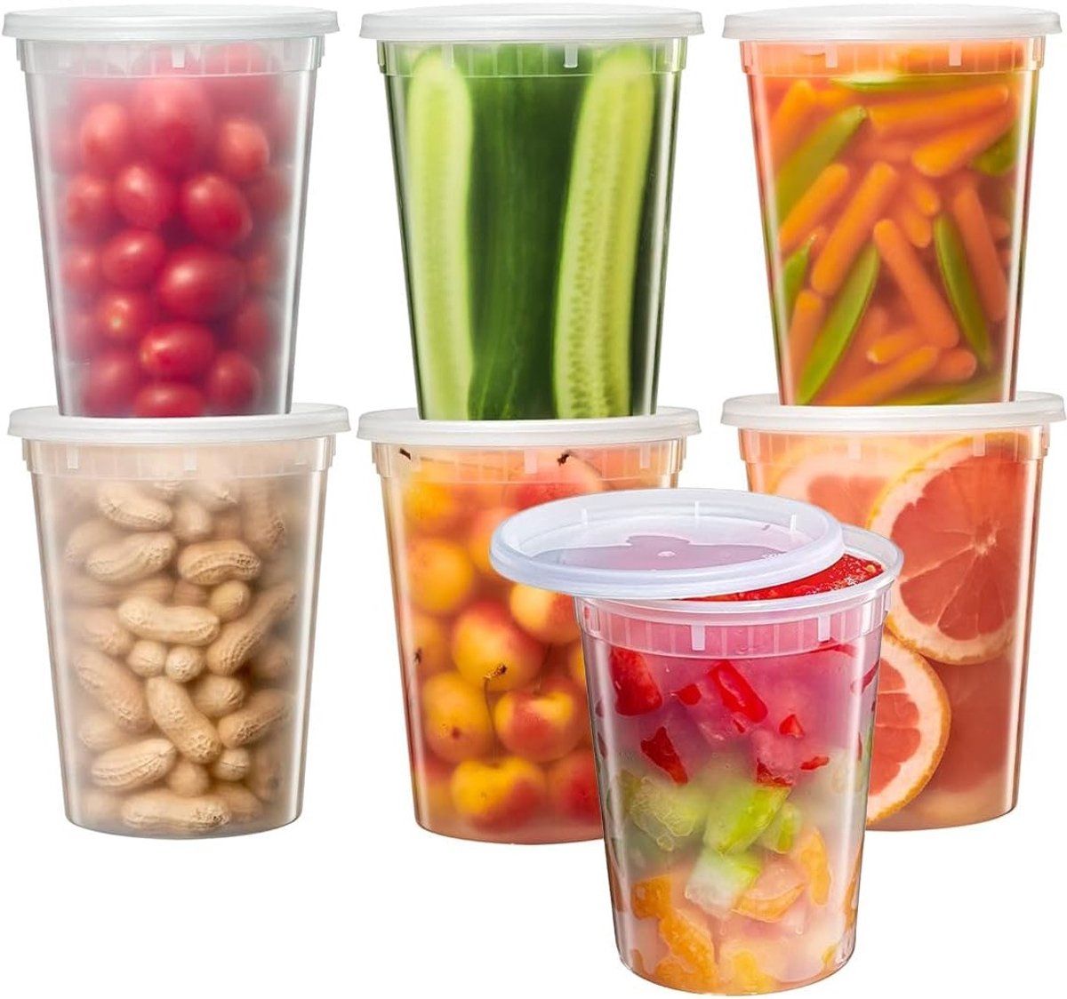 Set van 24 Herbruikbare Plastic Voedselopslagcontainers met Deksel - 950ml, Lekvrije Deli Bakjes voor Eten en Snacks