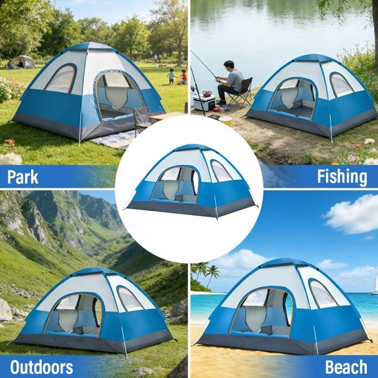 Dutchers® Pop-up Tent 3-4 Personen - 210x210x130 cm - Koepeltent - Winddicht - Kampeertent - Strandtent - Bivaktent - Festivaltent - Speeltent - Noodsituatie - Noodpakket - Snelle Opzet - Ideaal voor Camping, Strand & Reizen van Dutchers — afbeelding 5