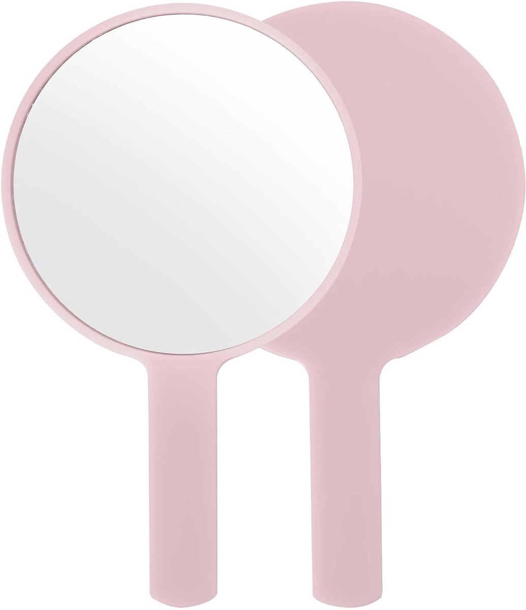 Handspiegels voor Make-up en Haarstyling, Professionele Ronde Handspiegel, Ideaal voor Reizen en Thuisgebruik, Roze Kleur