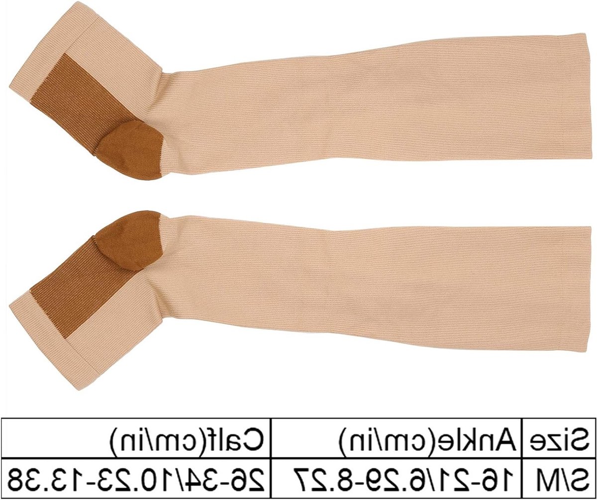 Gecomprimeerde Kousen voor Mannen en Vrouwen, Halflange Kalfskousen, Ondersteunende Kniekousen voor Varices en Bloedcirculatie, Open Teen Design