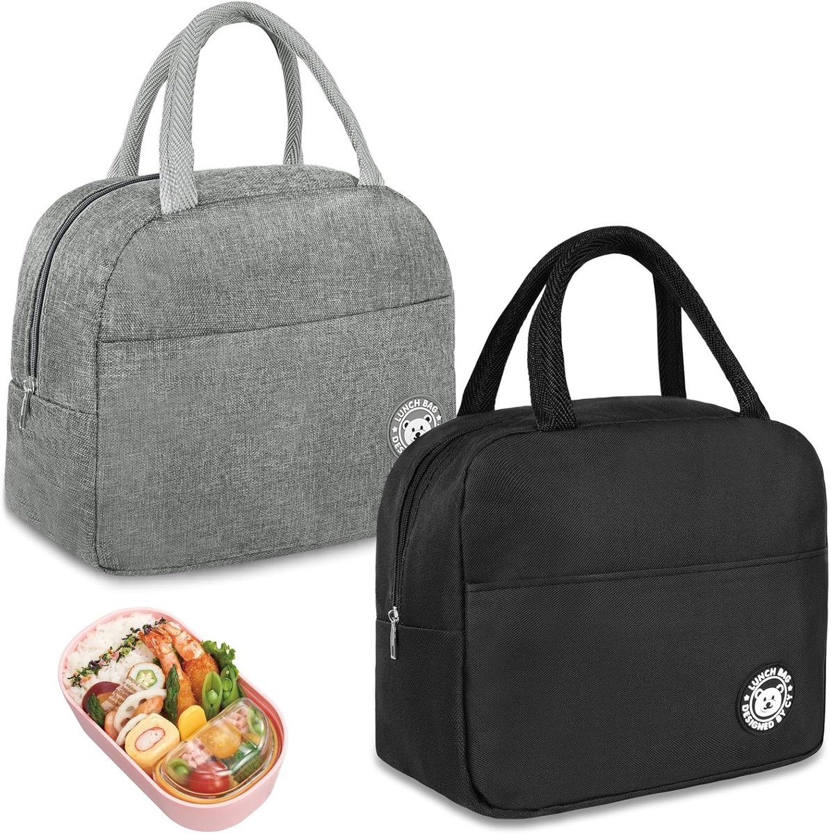 Lunchtas voor Dieren - Zwart en Grijs - Ideaal voor Huisdieren, Picknicks en Reizen