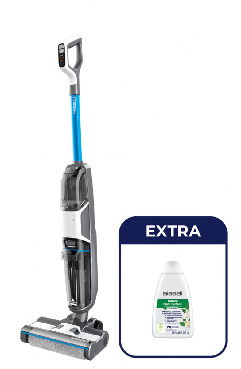 "De BISSELL® CrossWave® HF3 Cordless, dweilt en droogt