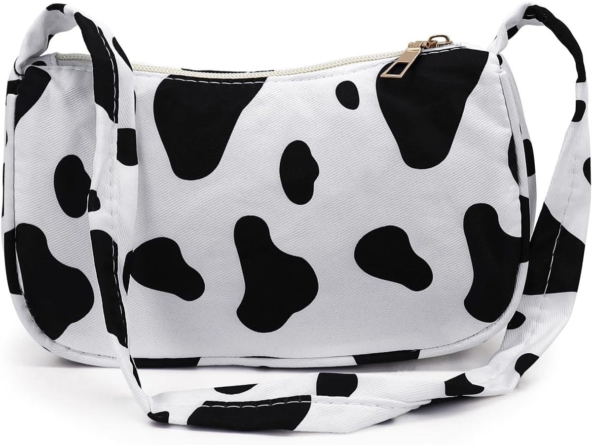 Dames Schoudertas van Nylon met Koeienpatroon en Zebra Strepen voor Feestjes, Reizen en Dagelijks Gebruik