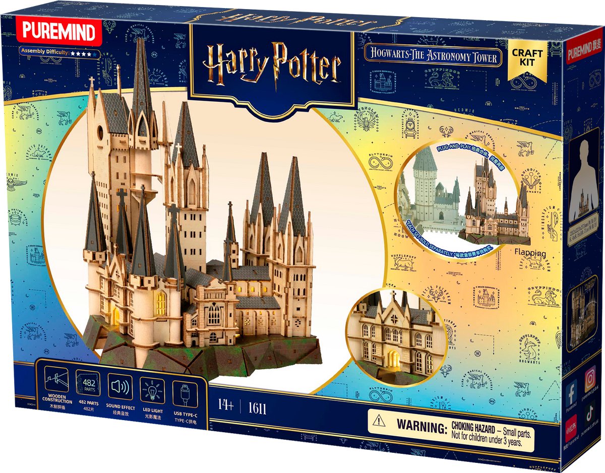 Harry Potter Hogwarts Astronomy Tower - Modelbouwpakket - Houten 3D Puzzel - Bouwpakket - Constructiespeelgoed - DIY Pakket Hout - Bouwset - Modelbouw voor Volwassenen en Kinderen - Miniatuur — afbeelding 14