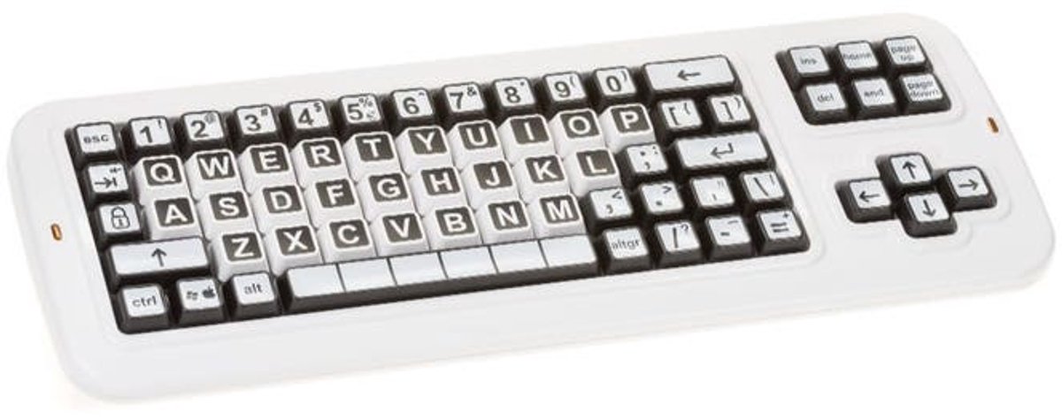 Clevy Contrast Keyboard 3 – Toetsenbord voor slechtzienden – Hoog contrast – Grote toetsen – QWERTY US-int. – Bluetooth & USB - – Voor Laptop, PC, Tablets, Chromebooks en Smartphones