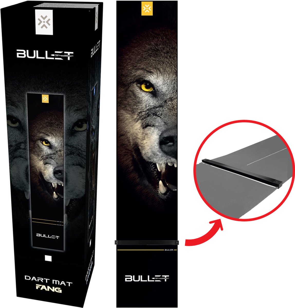 Bullet Carpet Fang - Dartmat inclusief Dart Oche - 300 x 60 cm - Dart Mat - Dartmatten