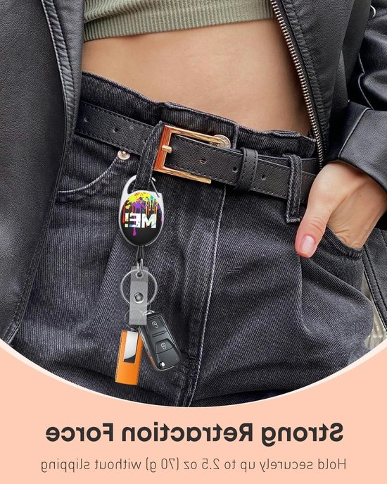 Retractable badge reel voor ID-kaarthouders met spetterprint, sterke keychain en duurzame ABS behuizing, ideaal voor werk en evenementen van Merkloos — afbeelding 5