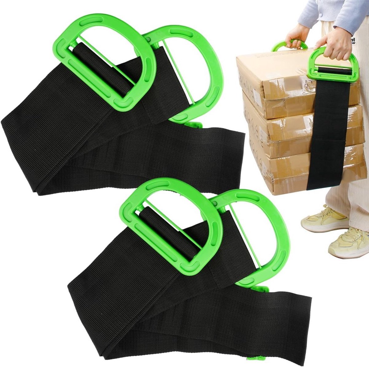 Verstelbare Verhuisspullen met 2 Stuks Lifting Straps tot 220kg, Multifunctionele Draagriemen voor Meubels, Verhuizen en Tillen van Zware Voorwerpen