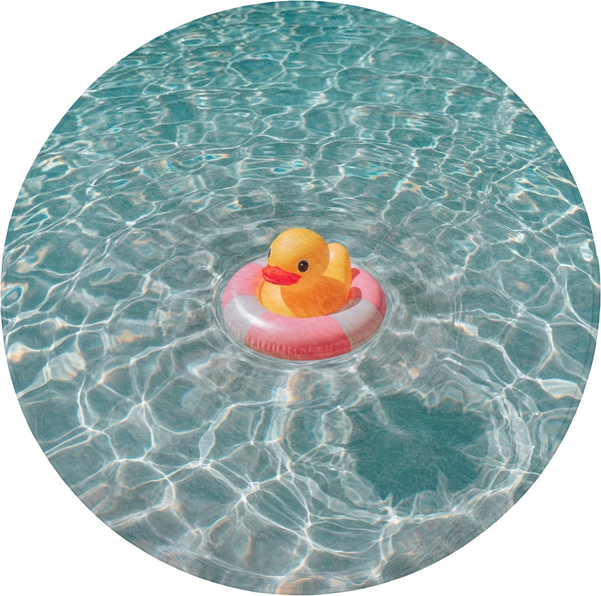 WC mat rond 70x70 cm - Antislip - Badeend - Zwemband - Geel - Toiletmat - Vloermat - Douch